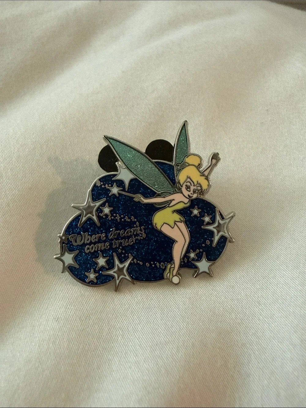 Tinker Bell Blue Glitter Enamel Pin - Where Dreams Come True DISNEY PIN